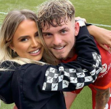 Harvey Elliott with his girlfriend Alicia Perry.